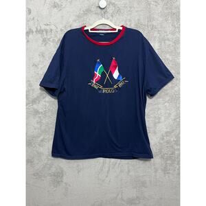 Polo Ralph Lauren T-Shirt X-Large Navy Flags Preppy Blokecore Sporty